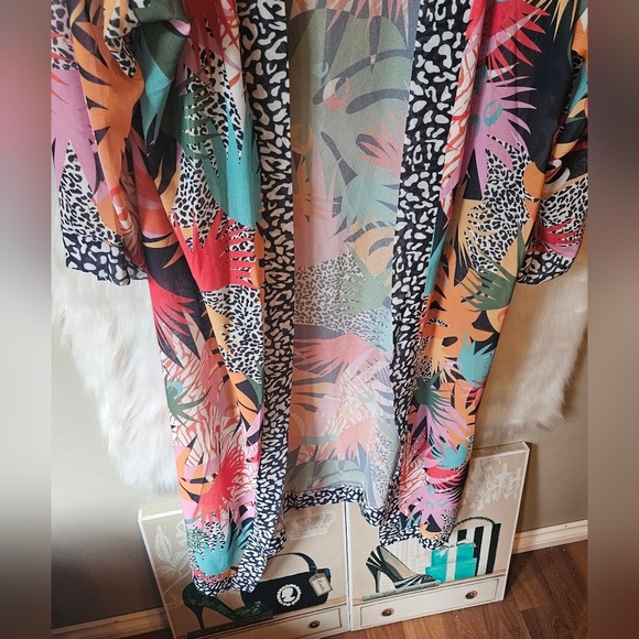 Vintage Tropical Jungle Longline Kimono/Cover-Up (NWOT) - Picture 3 of 8